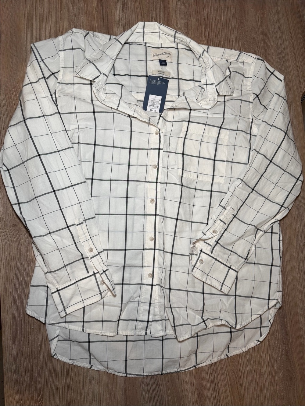 Universal Thread White and Black Windowpane Button-Down Shirt